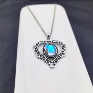 Heart Shaped Moonstone Pendant Necklace